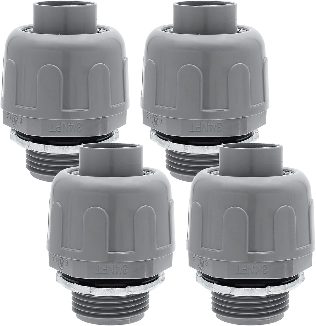 4Pcs NPT 3/4" 180D Electrical Conduit Connector Fittings