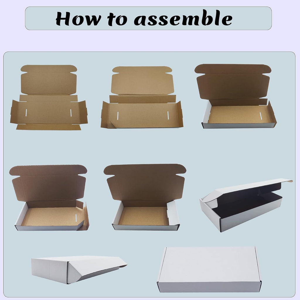 12x6x2 inches Shipping Boxes Set of 25, White Corrugated Cardboard Mailers