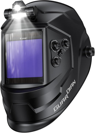 Auto Darkening Welding Helmet with Light, 1/1/1/1 True Color Lens | 3.94"X3.66" Large View, 1/25000s ResponseWelding