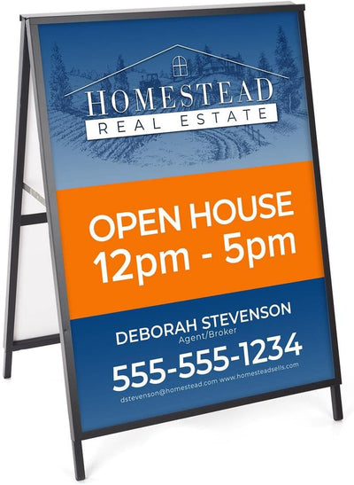 Black Steel Outdoor Sidewalk Sign Frame