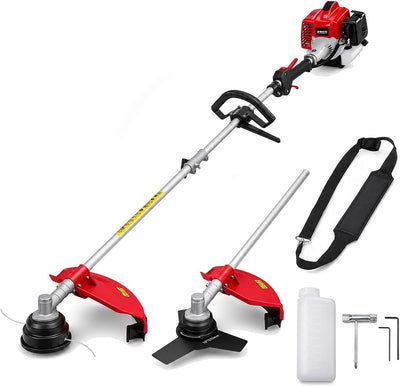 26cc Gas Weed Wacker, 3-in-1 String Trimmer/Edger/Brush Cutter, 2-Cycle Air-Cooled Engine, 16" Cutting Width, 10"