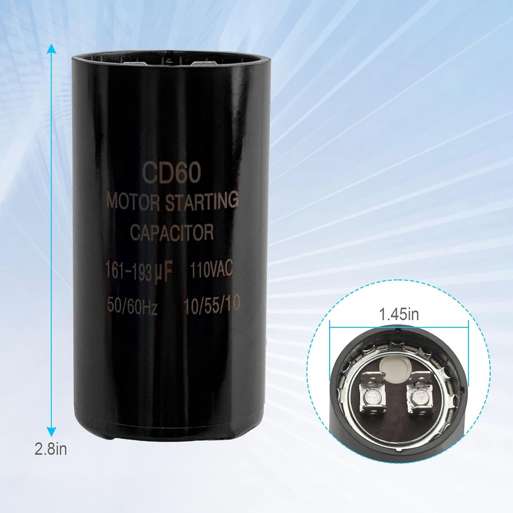 Pool Pump Motor Start Capacitor 161-193 uf/MFD 110-125 VAC ±20%