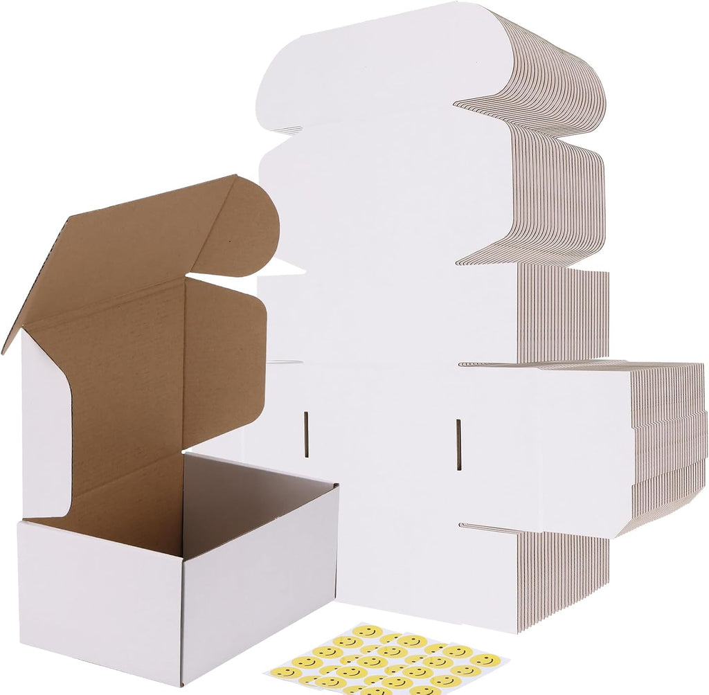 30 Pack 9x6x4 Shipping Boxes, White Corrugated Cardboard Mailer Box