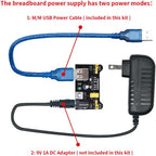 Electronics Component Fun Kit w/Power Supply Module, Jumper Wire, 830 tie-Points Breadboard, Precision