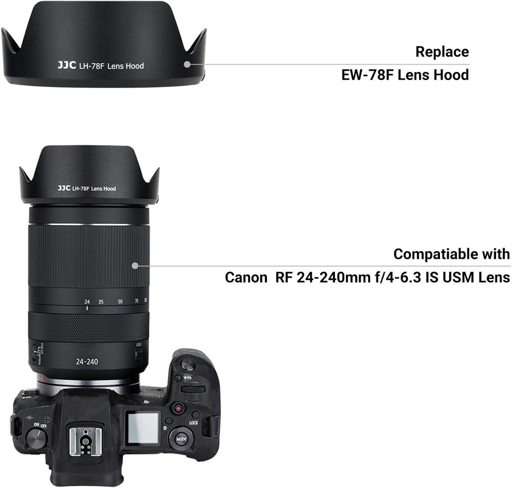 EW-78F Lens Hood Reversible Lens Shade Cover for Canon RF 24-240mm F4-6.3 is USM Lens Replace EW-78F Lens Hood