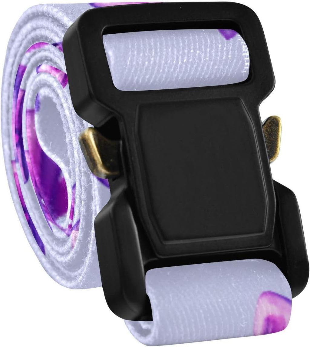 Bow Tie Adjustable Kids Elastic Belts, Girls Boys Stretch Waist Belt with Aluminum Alloy Buckle
