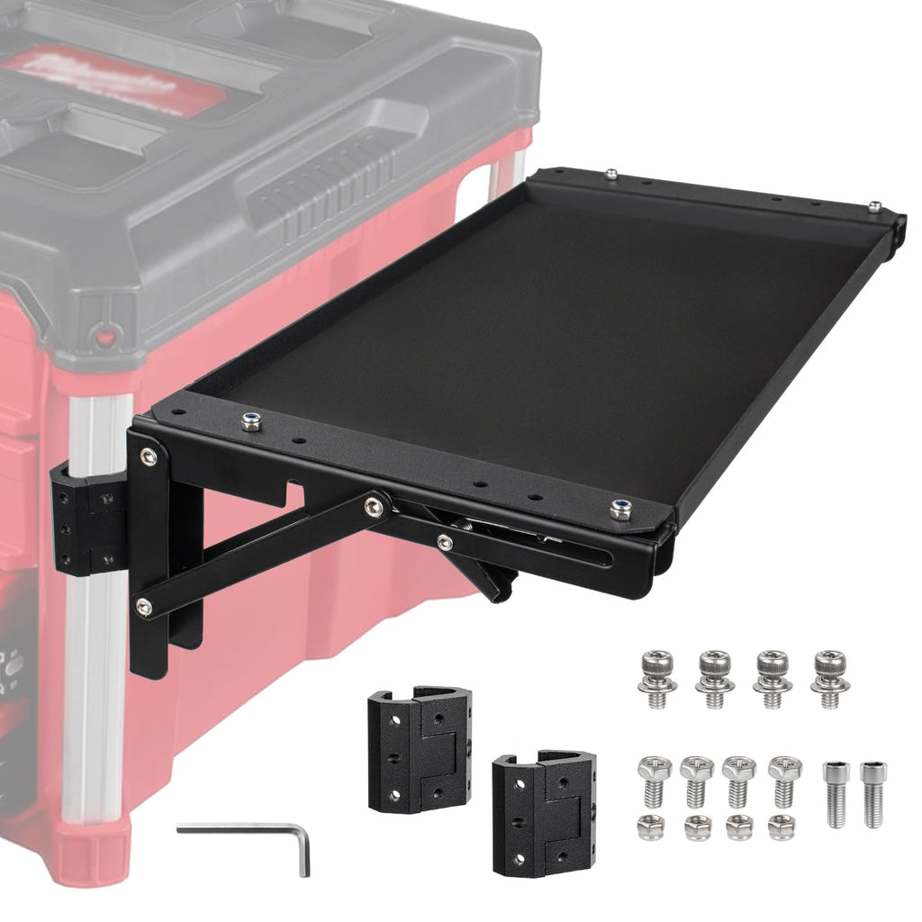 Folding Packout Mount Compatible with Milwaukee Packout Toolbox, Heavy Duty Foldable Work Table for Side Storage of
