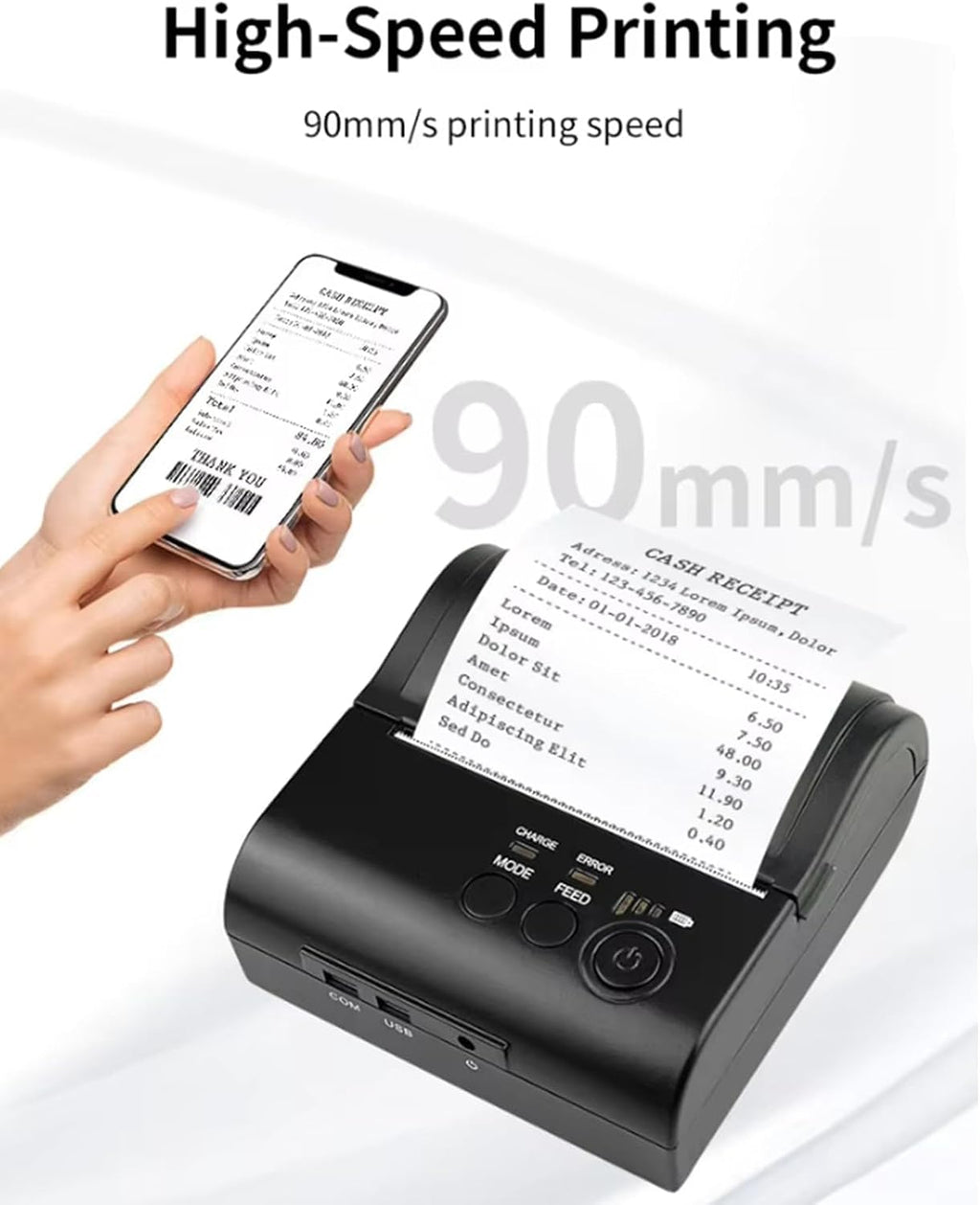 80mm bluetooth portable thermal receipt printer,only compatible with android/Windows,3 inch Ticket wireless android