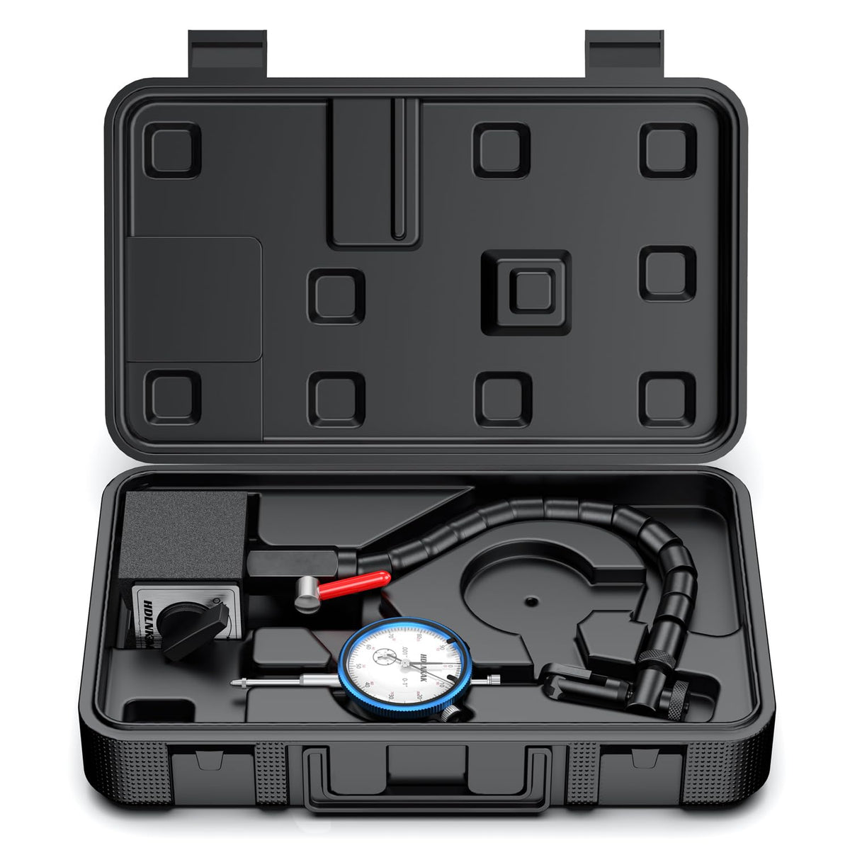 HDLNKAK Dial Indicator 0-1'' with Magnetic Base Includes Flex Arm (Blue)