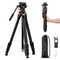 73" Camera Tripod with Fluid Head | Aluminum Travel Tripod, Smooth Pan/Tilt for DSLR/Mirrorless/Camcorder, Max Load