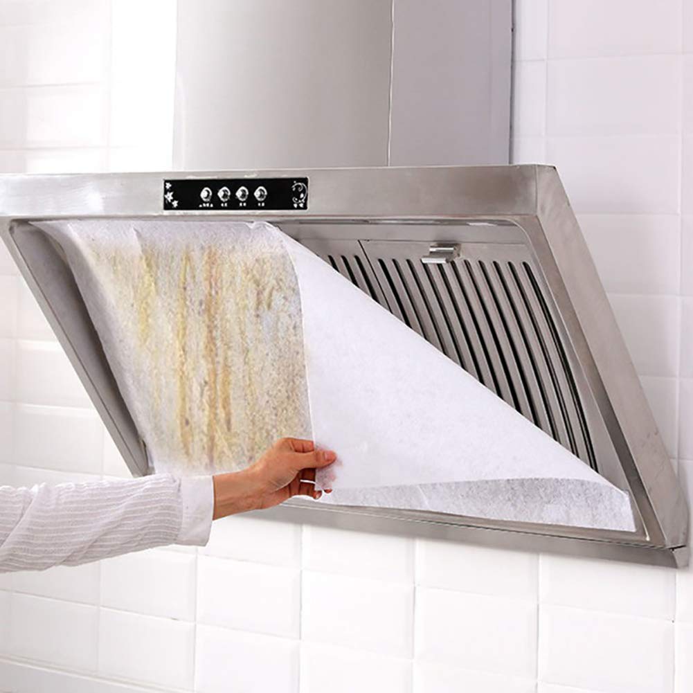 shenruifa Range Hood Filter Paper Non Woven Range Hood Grease Filter Sheets Paper for Kitchen Supplies (White,S)