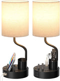 Bedside Lamps for Bedroom Set of 2 - Table Desk Lamp for Nightstand | 15" Table Lamp for Living Room with Pen Holder