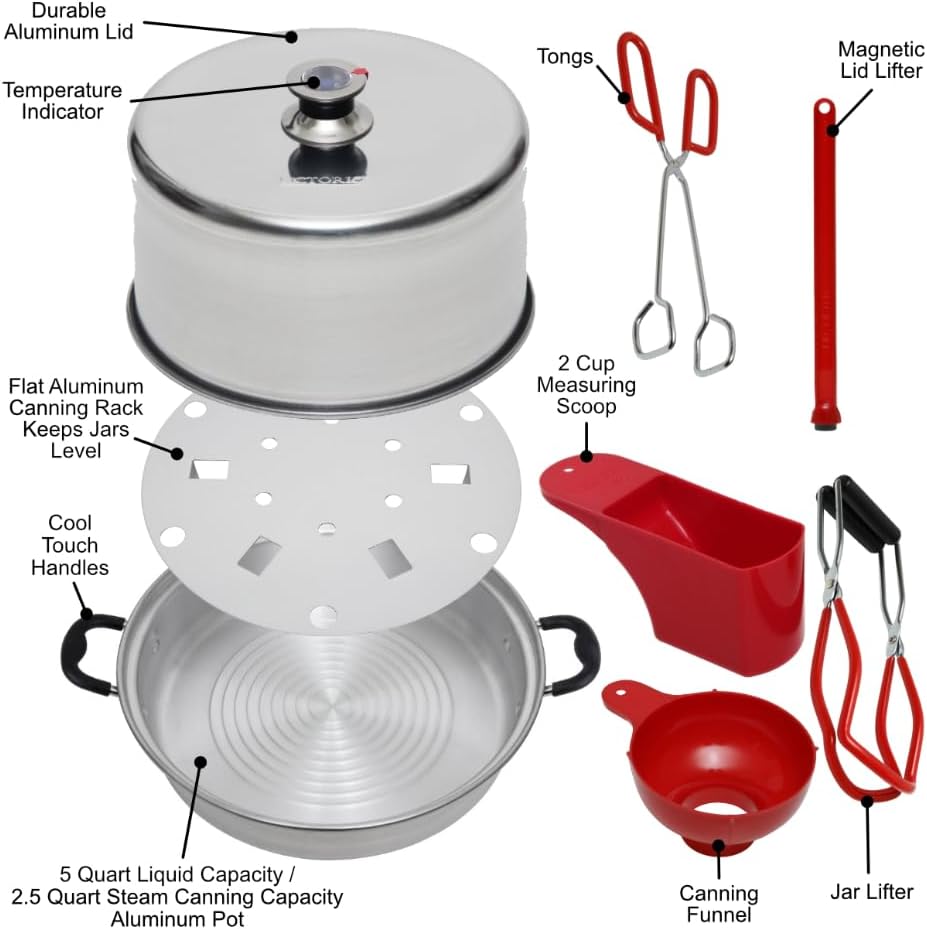 Steam Canner with Temperature Indicator (Aluminum Steam Canner + Tools)