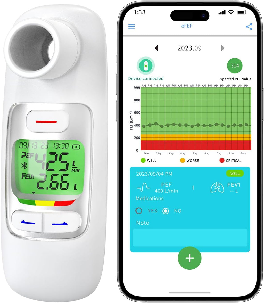 Bluetooth Peak Flow Meter, Digital PEF FEV1 Monitor for Asthma
