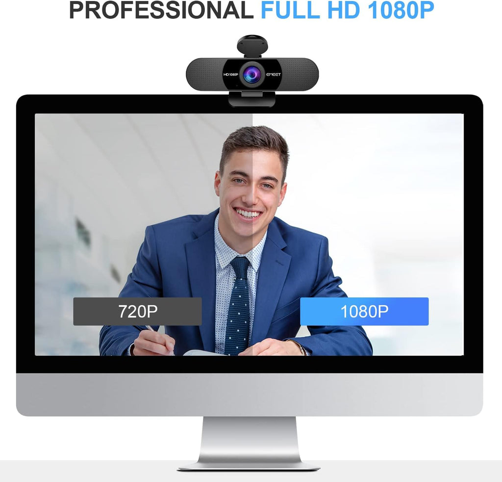 1080P Webcam with Microphone, C960 Web Camera, 2 Mics Streaming Webcam, 90°FOV Computer Camera, Plug and Play USB Web