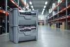 20" x 15" x 12.5" (3 Pack) Plastic Giant Stackable Hopper Bin, Gray
