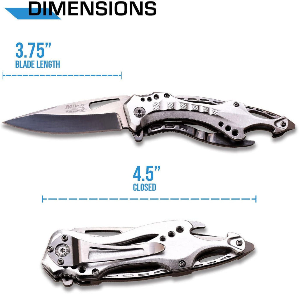 Folding Knife, 3.75-Inch Half-Serrated Blade, Titanium Coating, Glass Breaker, Pocket Clip
