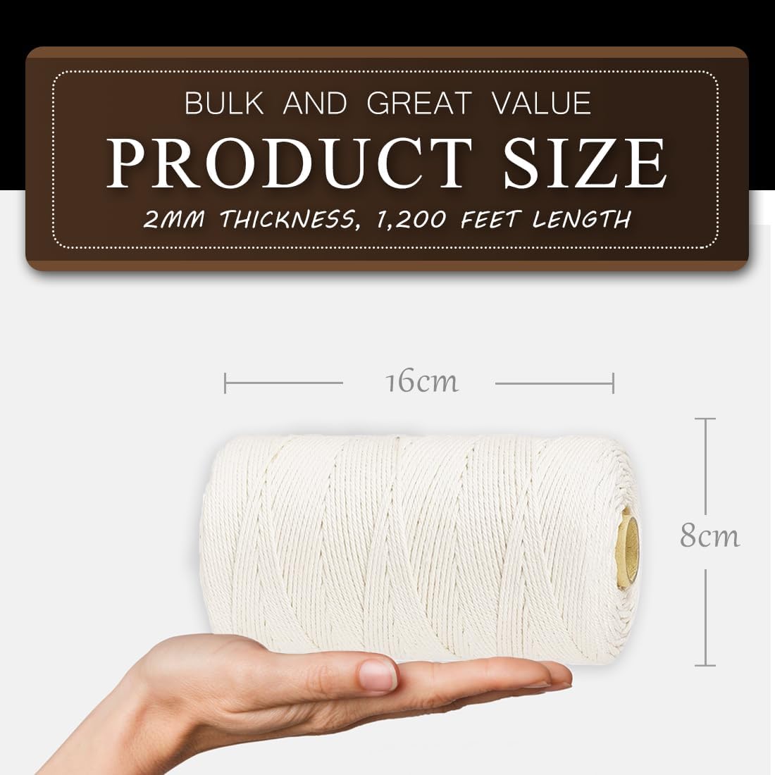 1,200 Feet 2mm Cotton Butcher Twine String Soft Food Safe for Cooking Craft Baker Kitchen Meat Turkey Sausage