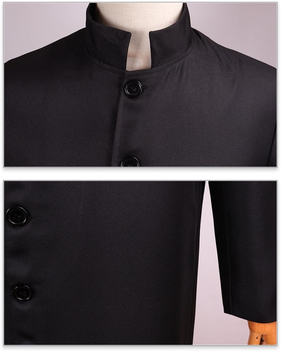 Men's Clergy Cassock Church Minister robe vestment for Pastor Halloween Costume Outfit