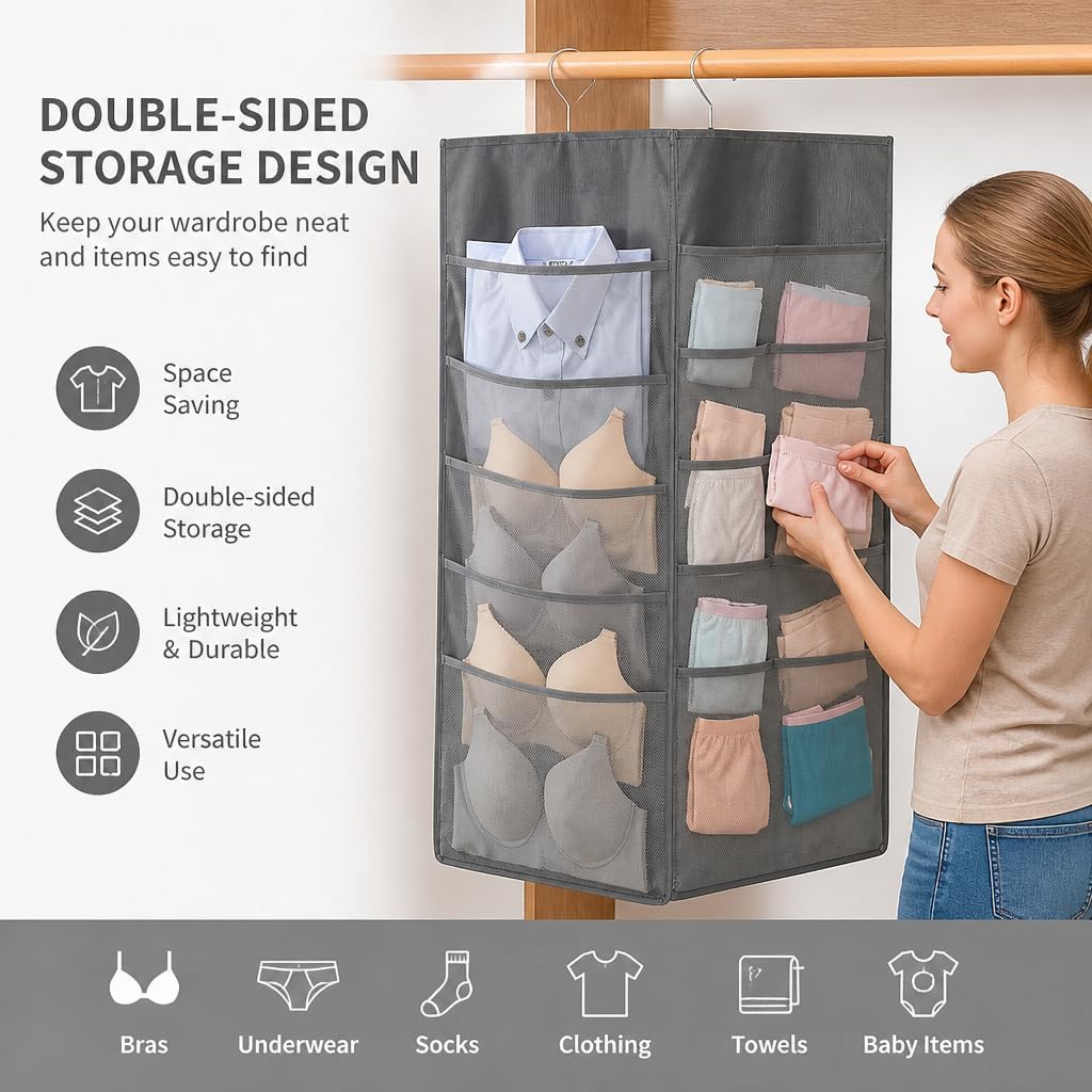 Velvet Hangers 20 Pack Space Saving with Hanging Closet Organizer Bag, Slim Black Non Slip Clothes Hangers + Gray 15