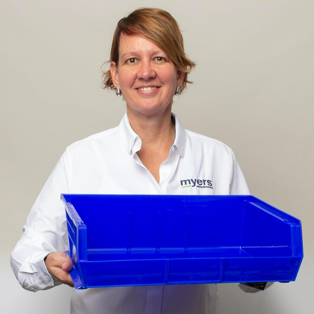 30255 AkroBins Plastic Storage Bins, 11"x16"x5", Yellow, 6-Pack | Space-Saving Stackable Bins for Garage, Pantry