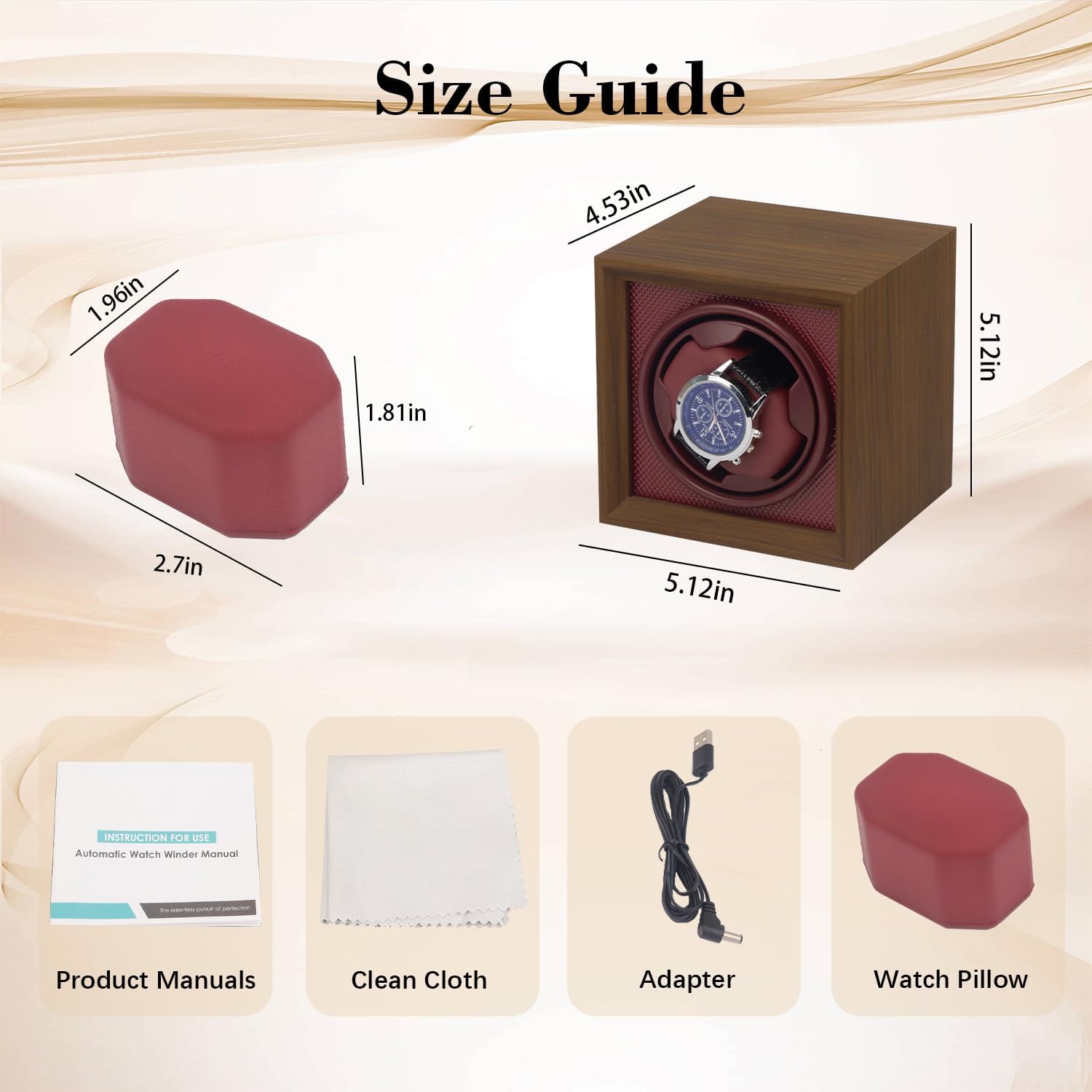 Automatic Single Watch Winder Box for Watches | Single Watch Rotator with Ultra-Quiet Motor, Walnut Wood Grain Case