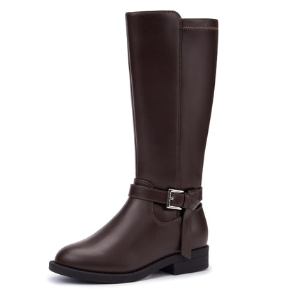 Girls Knee High Boots with Side Zipper Riding Boots(Espresso,13ML)