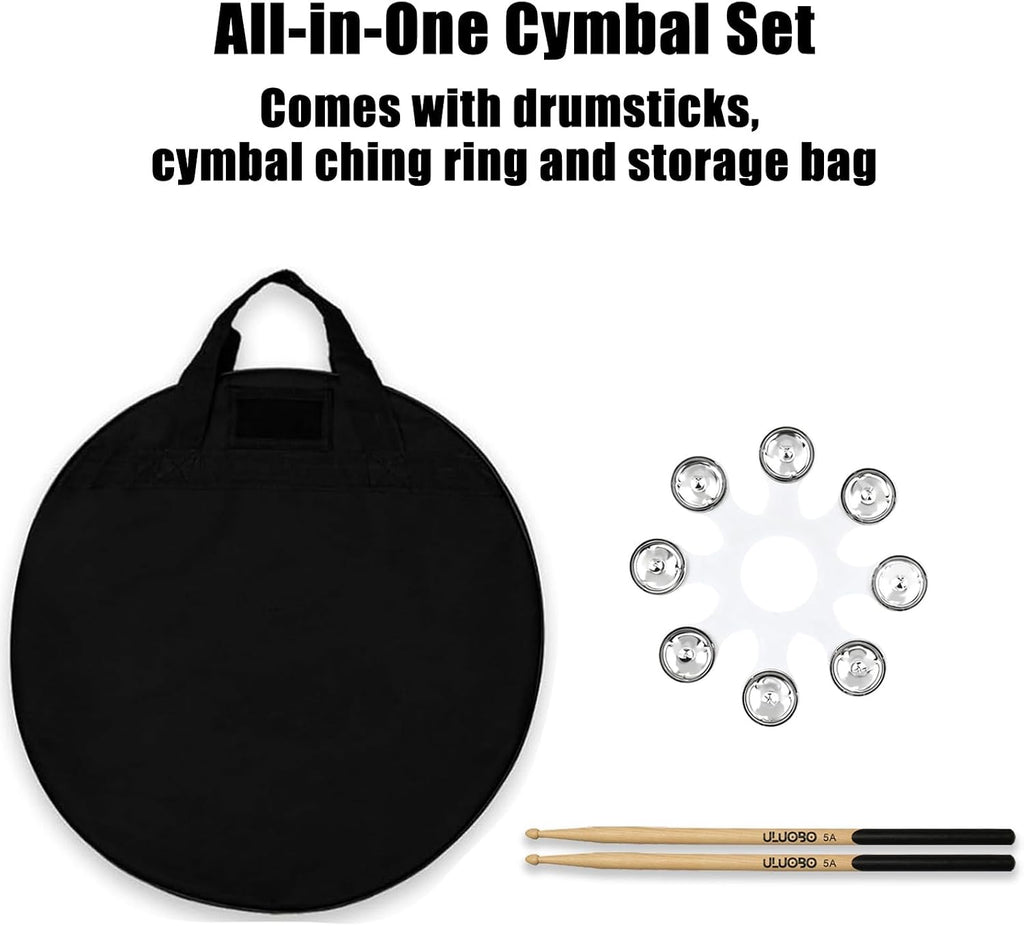 Cymbal Pack for Drum, 7 Pieces Drum Cymbals Set | 10"/14"Hihats/16"Crash/20"Ride/16"O-zone/18" China Cymbal with