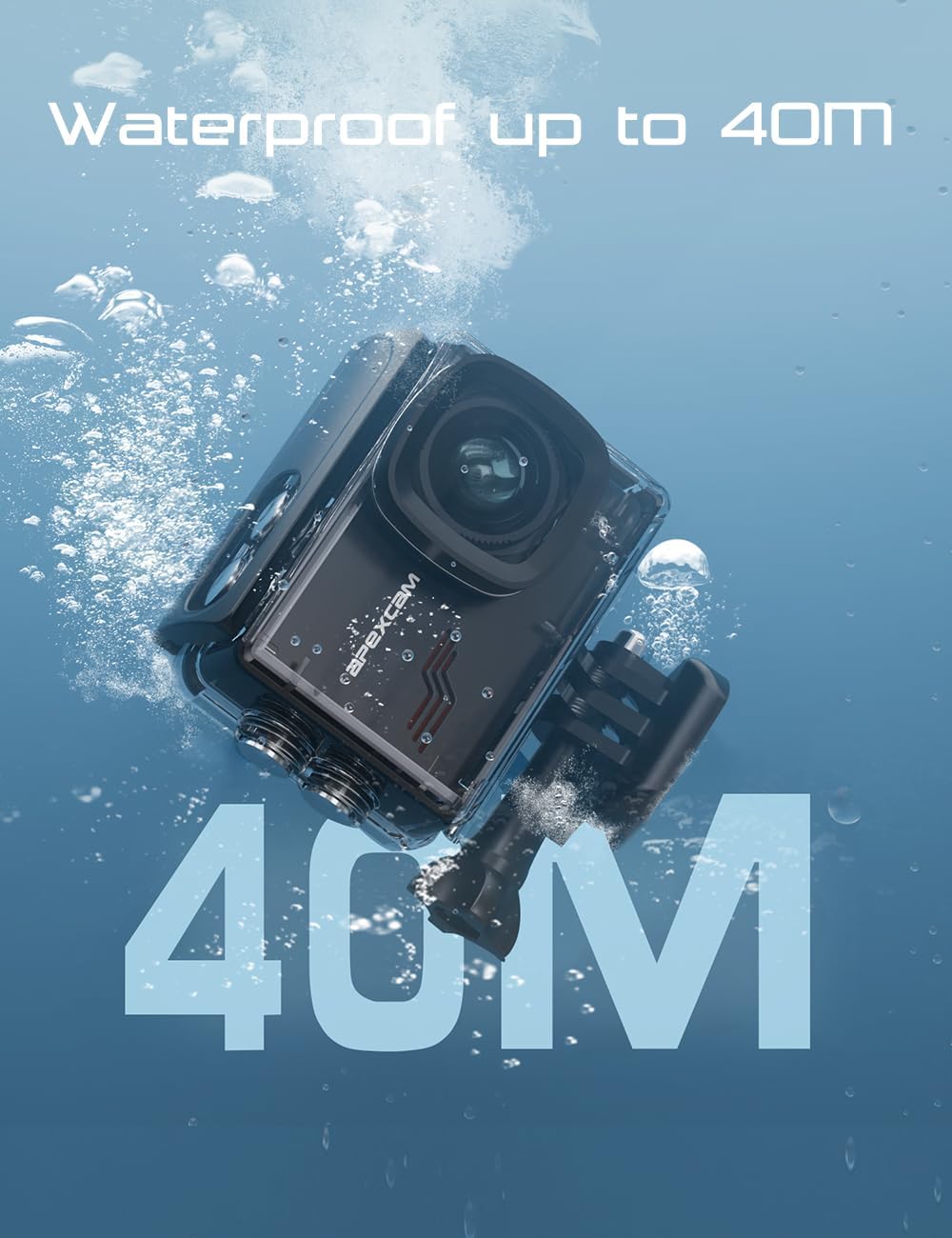 M80 Action Camera 4K with 64GB Card, HD 60FPS 48MP Sports Camera for Vlogging, 40M Waterproof Camera Underwater,WiFi