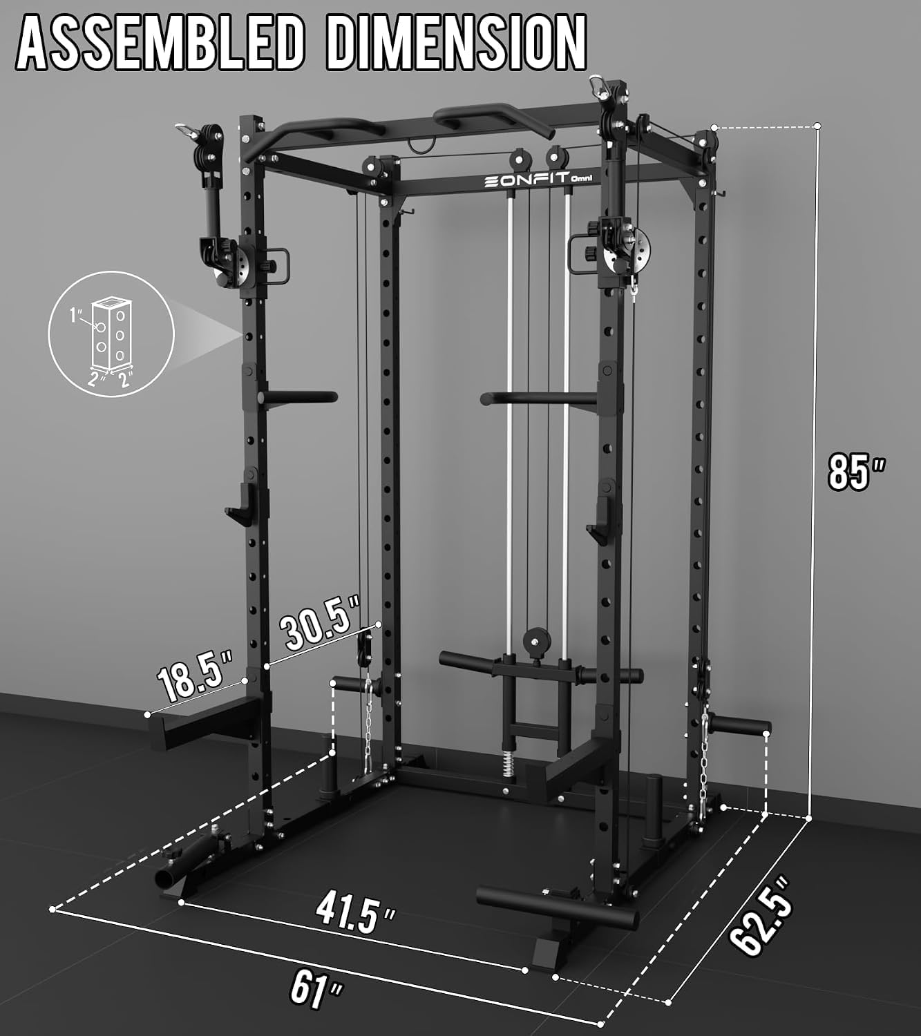 Eonfit E2 Power Rack, Squat Rack with Cable Crossover for Home Gym | Power cage with Pivot Arms Functional Trainer