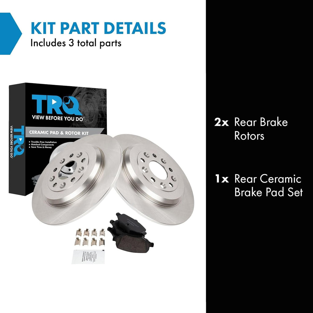 Rear Ceramic Brake Pad and Rotor Set Compatible with 15-19 Ford Explorer Base with Standard Duty Brakes, 12-19 Ford