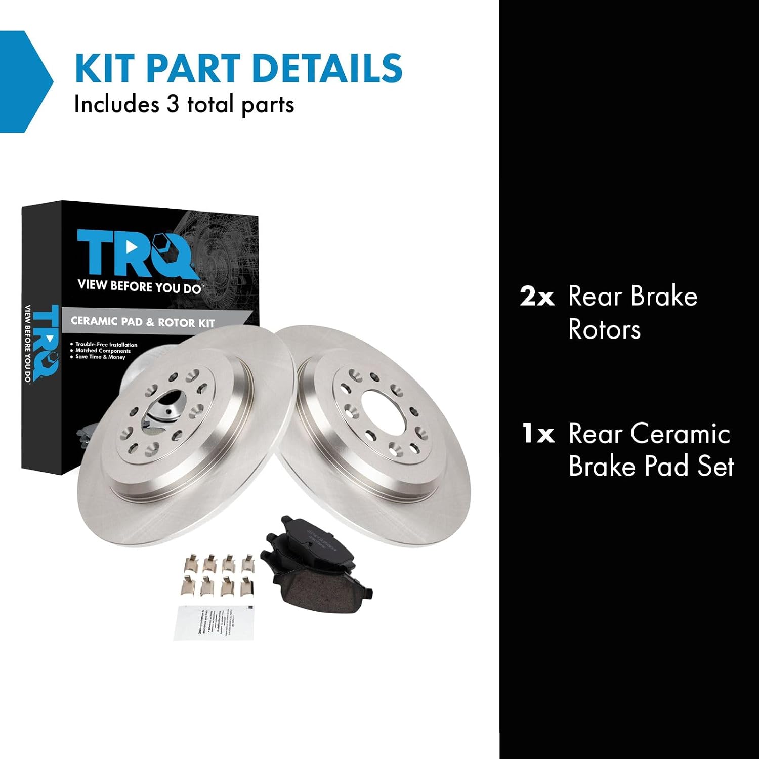 Rear Ceramic Brake Pad and Rotor Set Compatible with 15-19 Ford Explorer Base with Standard Duty Brakes, 12-19 Ford