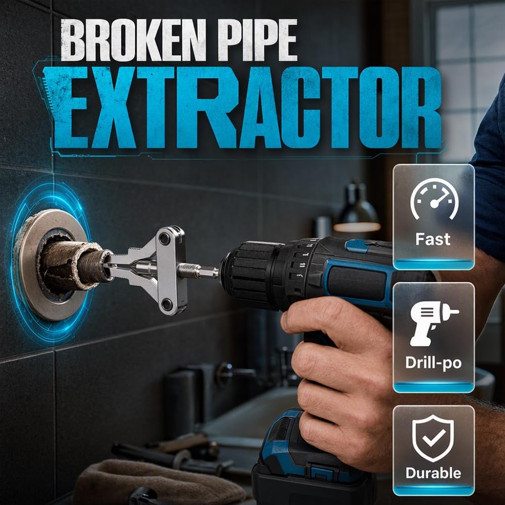 Broken Pipe Thread Extractor for 1/2", 3/4", 1" Pipes, Drill Powered (1)