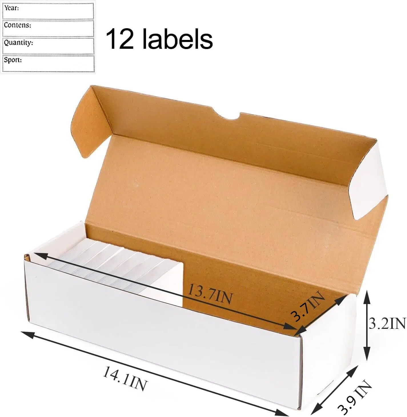 12 Pack 800-Count Trading Card Storage Box, Cardboard Storage Boxes for Baseball, Sports, Football, Basketball Cards
