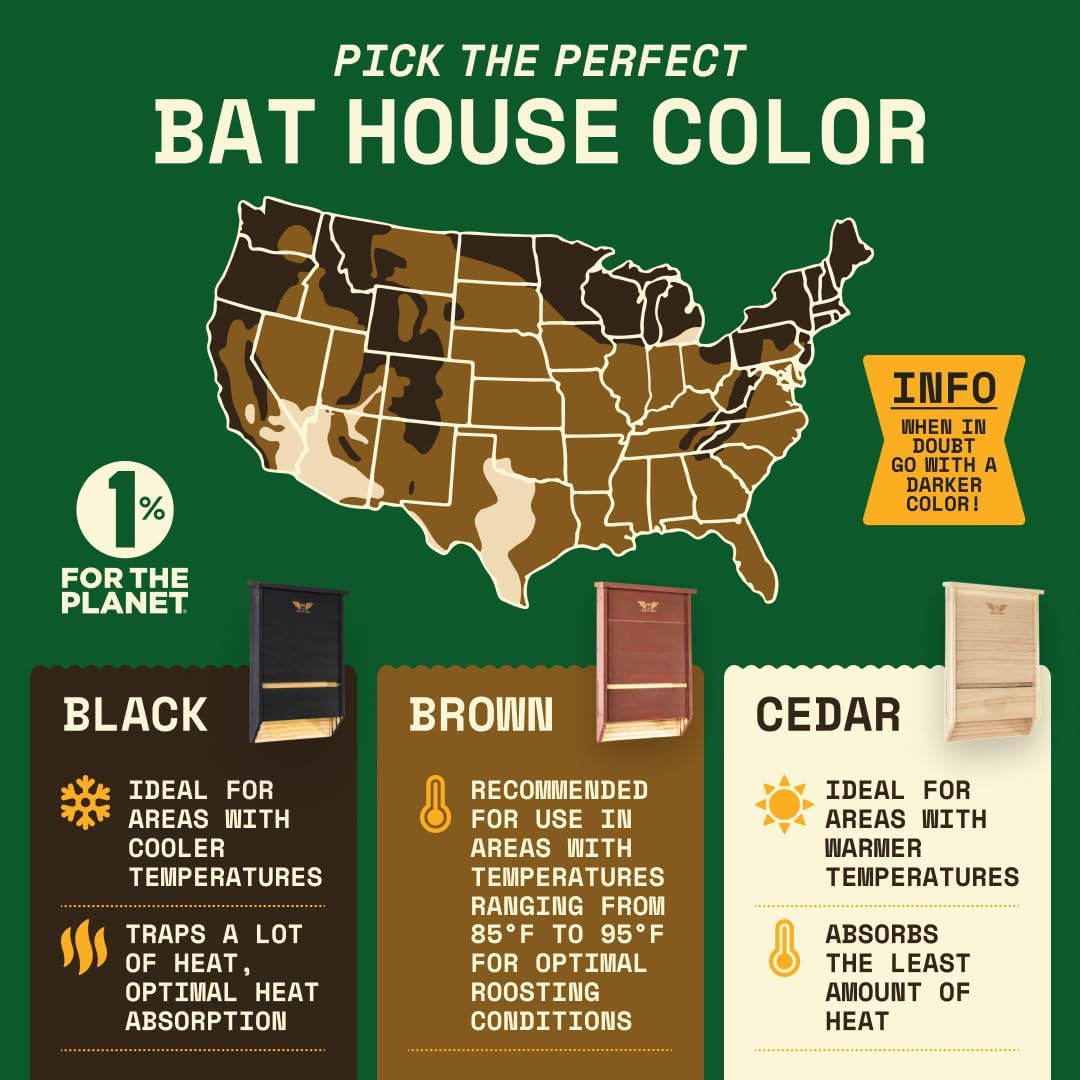 Bat House for Outdoors - Extra Large 3 Chamber, Brown, 200 Bats