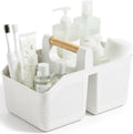 Shower Caddy Portable with Bamboo Handle, Plastic Basket Cleaning Caddy Organizer Storage Tote for Bathroom, College