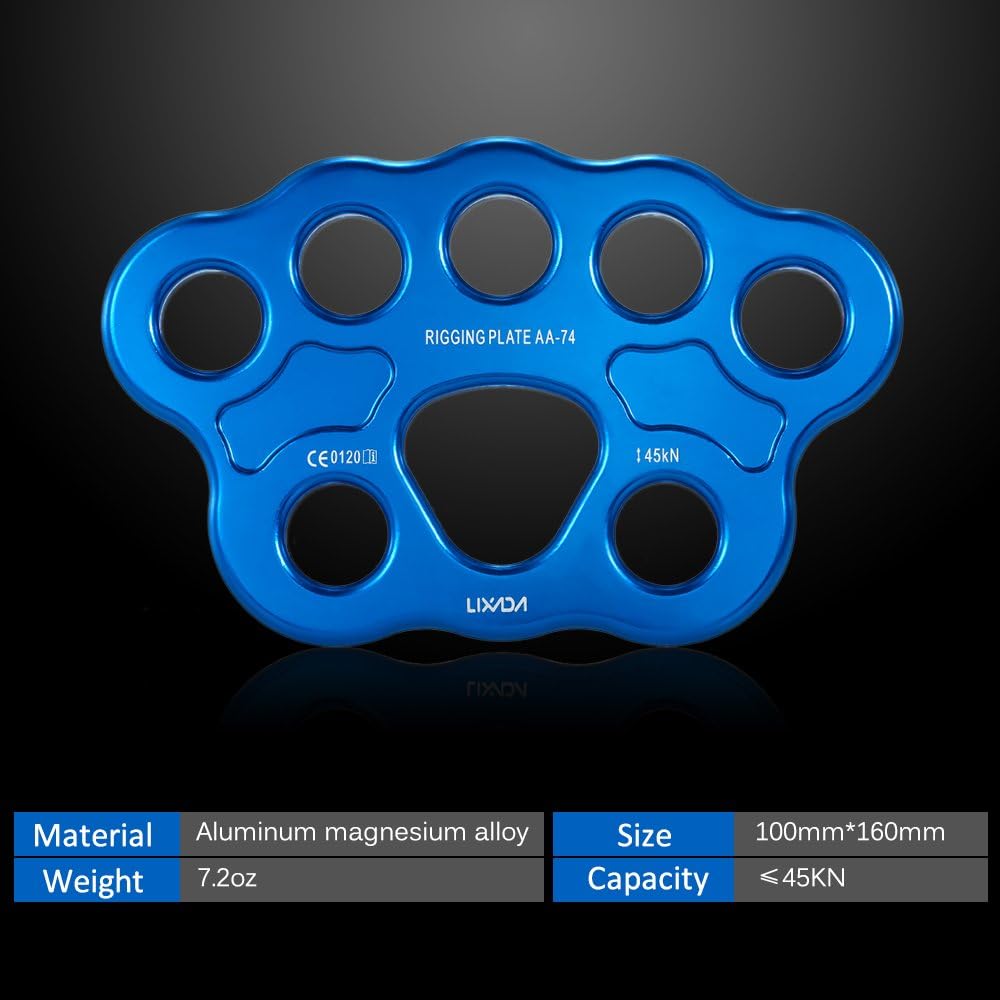 Paw Rigging Plate 45KN 8/15 Holes Large Anchor Multipliers Connector Gear for Aerial Dance & Rock Climbing