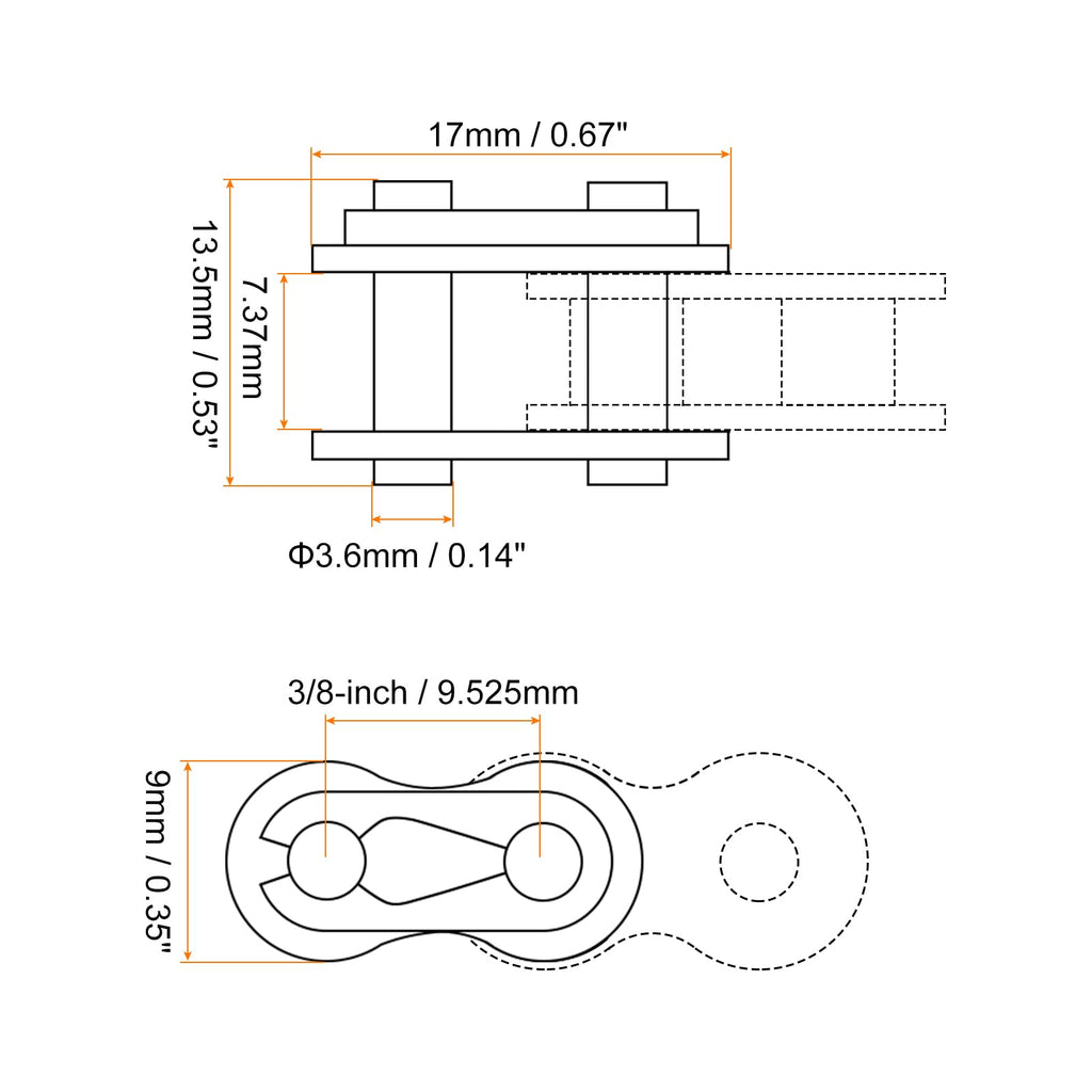 uxcell 6Pcs #35 Chain Master Connector Link Roller 3/8" Pitch Stainless Steel Standard Connecting Split Links for 06C Chain