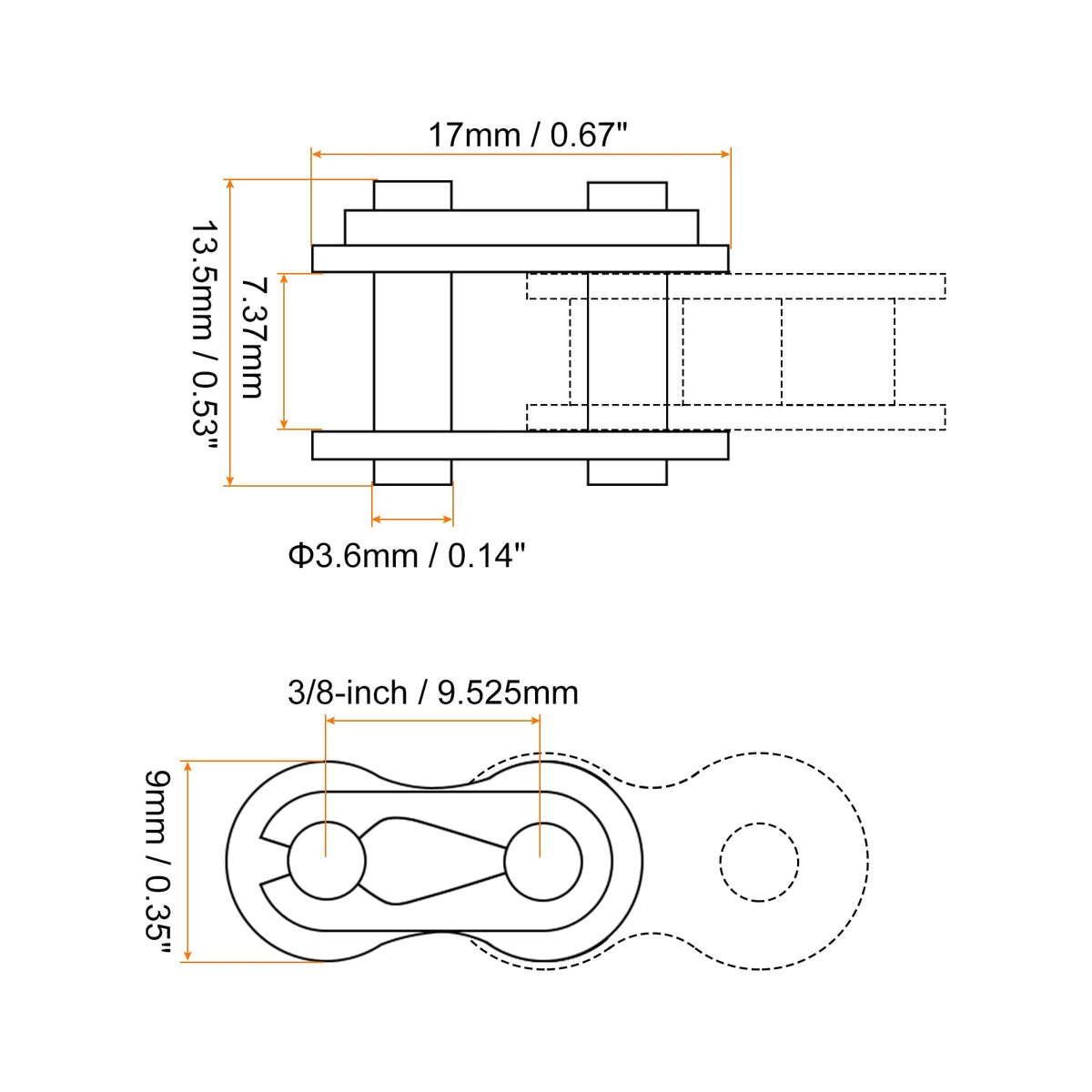 uxcell 6Pcs #35 Chain Master Connector Link Roller 3/8" Pitch Stainless Steel Standard Connecting Split Links for 06C Chain