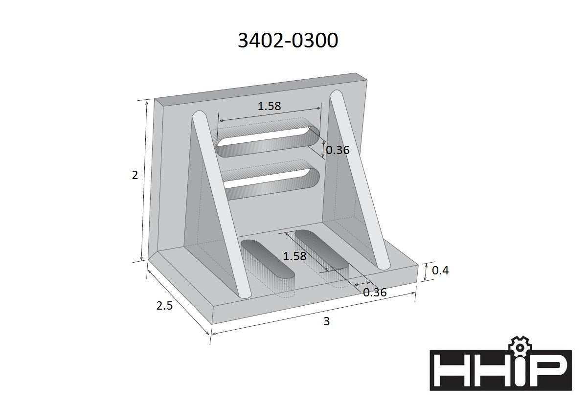 HHIP 3402-0300 3" x 2-1/2" x 2" Slotted Angle Plate, Webbed Silver