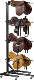4 Tier Saddle Rack with Wheels, Heavy Duty Horse Saddle Stand