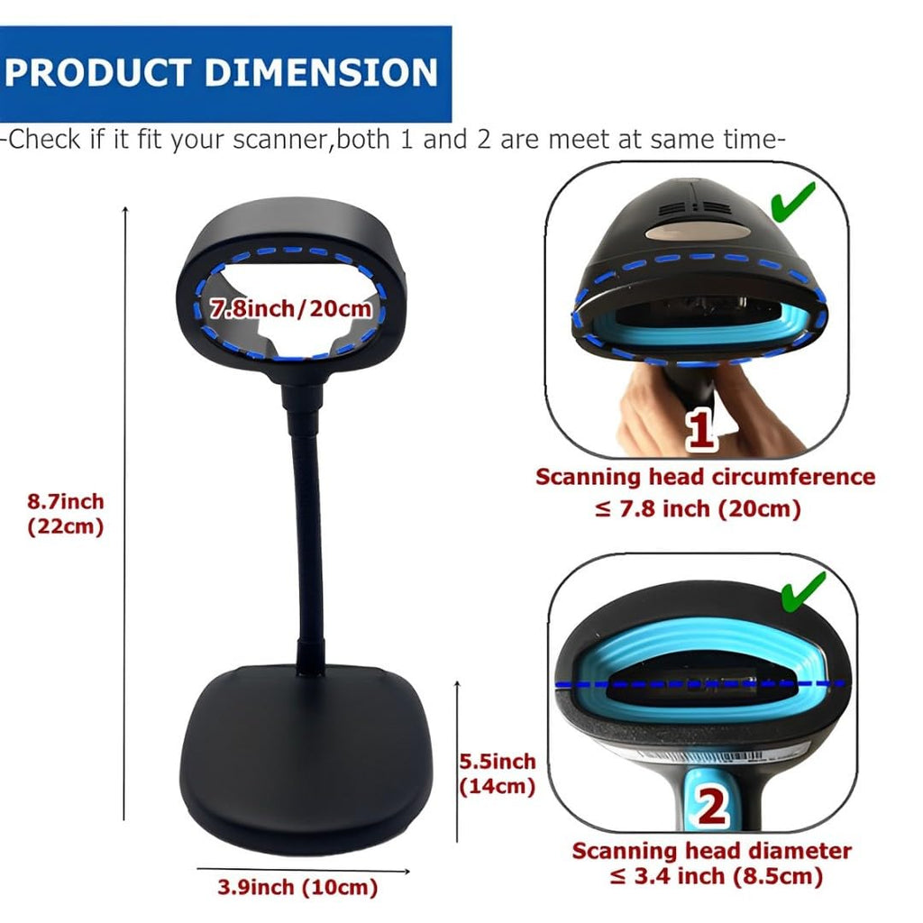 Weighted Scanner Holder for Honeywell 1900 Hands Free Barcode Scanner Holder Adjustable Bar-Code Reader Cradle Holder