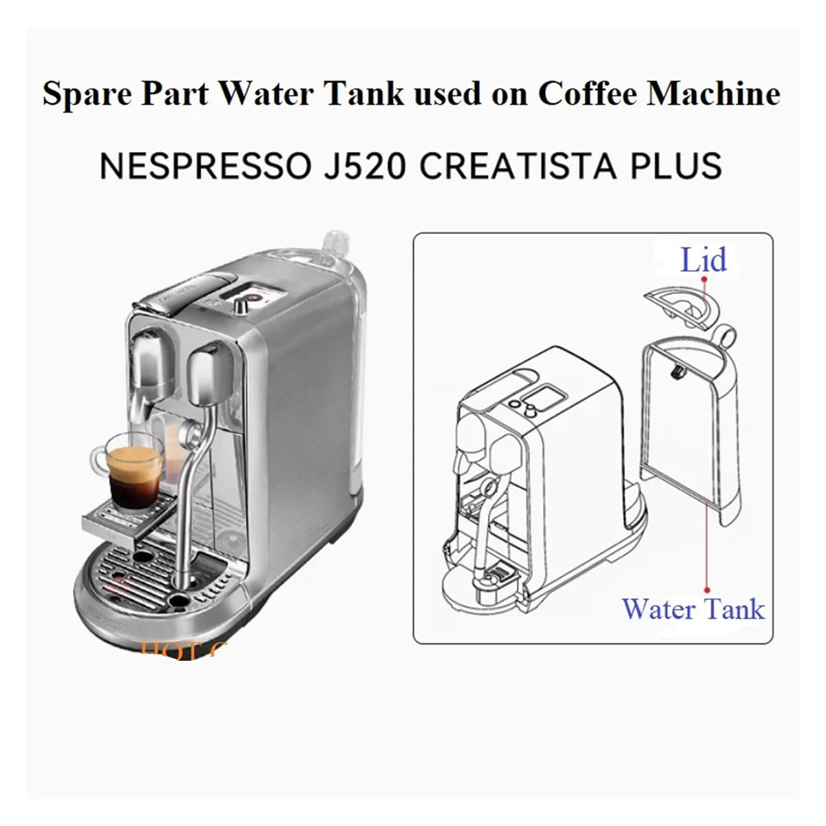 Spare Part Water Tank, Compatible for NESPRESSO