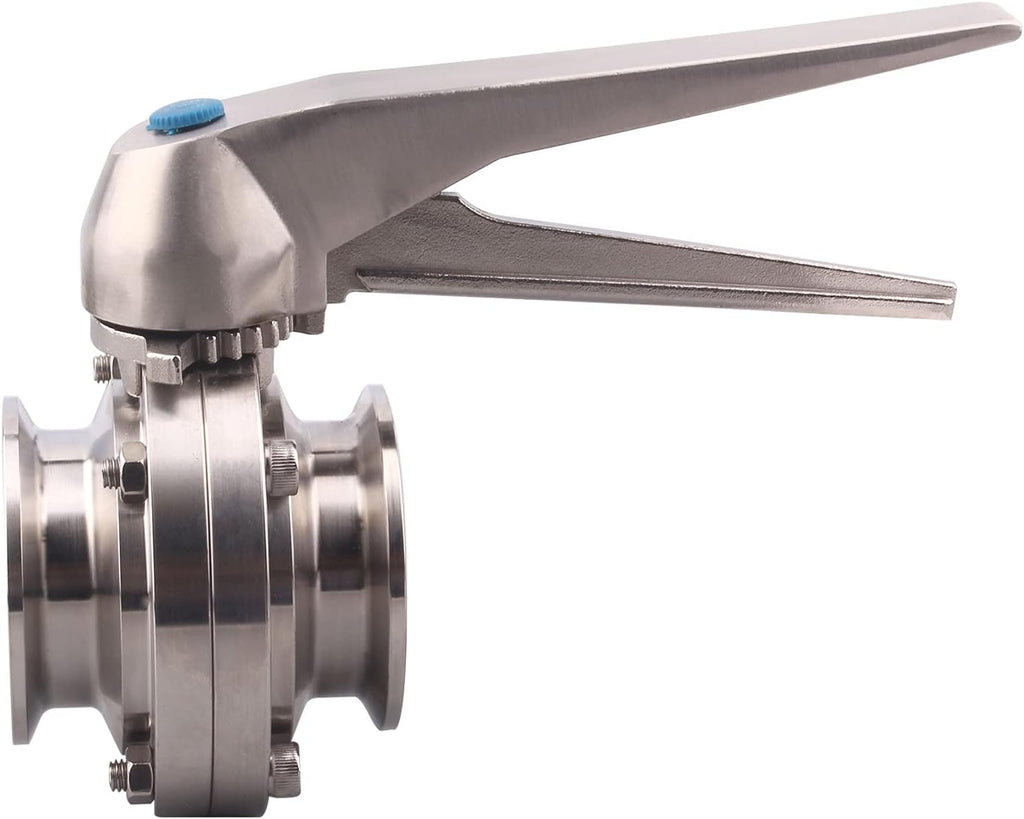 DERNORD Butterfly Valve with Trigger Handle Stainless Steel 304 Tri Clamp Clover (2 Inch Tri Clamp Butterfly Valve)