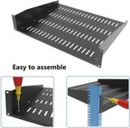2U Vented Server Rack Shelf- Deep Adjustable 16-20"