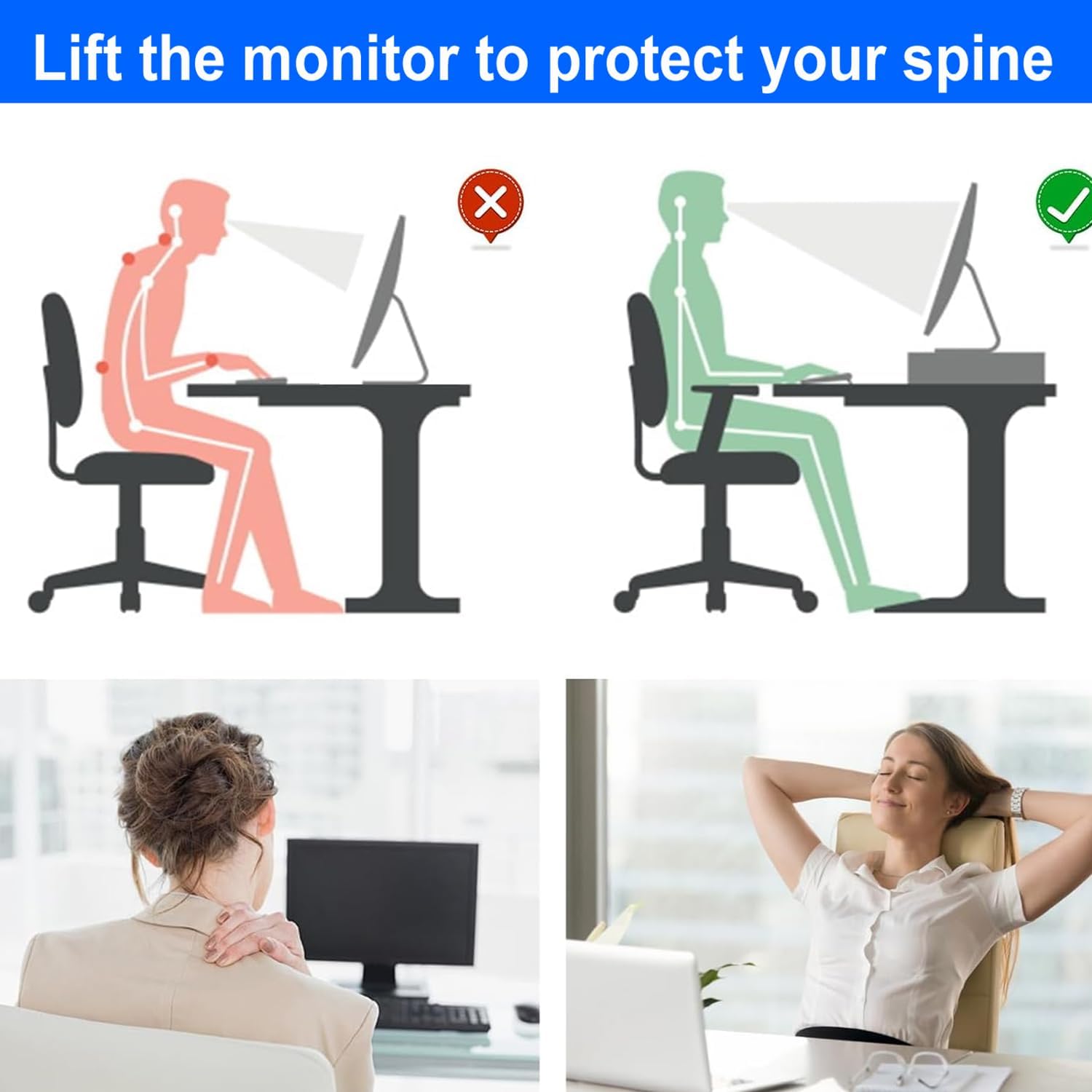 Desk Organizers and Accessories, Monitor Stand with Drawer and 2 Pen Holder, Desktop Organizer Suitable for Offices