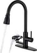 Matte Black Kitchen Faucet with Glass Rinser, Pull Down Sprayer with 3 Water Modes, Single Handle Stainless Steel