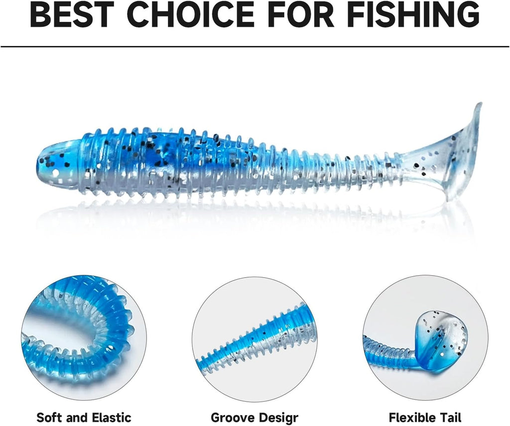 Soft Fishing Lures for Trout Crappie Walleye & bass | Soft Plastic Paddle Tail Swimbaits, Lifelike vibrating swim
