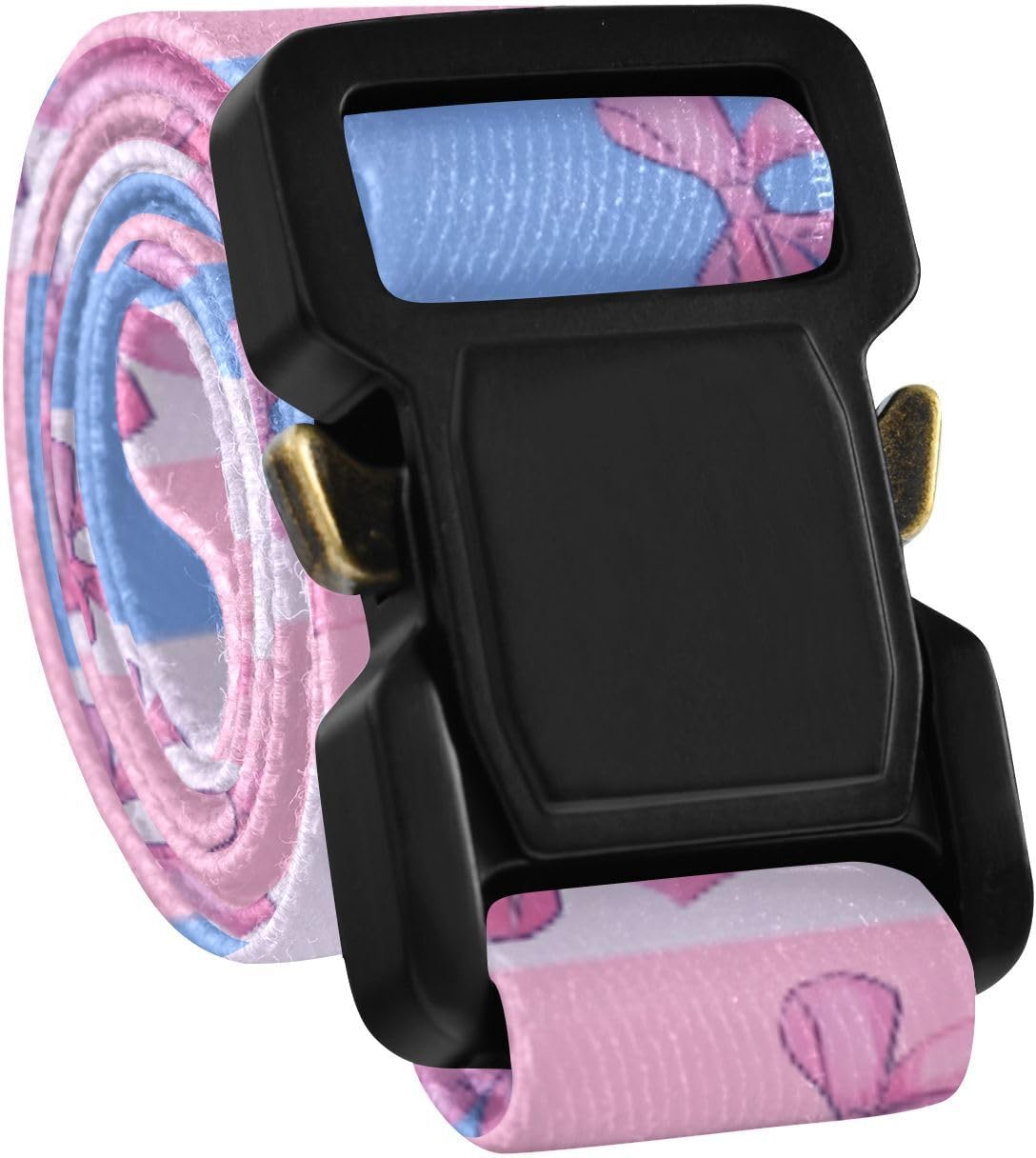Bow Tie Adjustable Kids Elastic Belts, Girls Boys Stretch Waist Belt with Aluminum Alloy Buckle