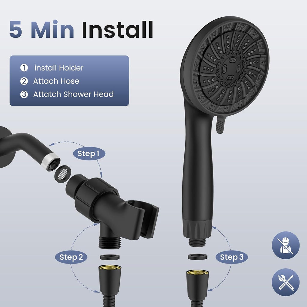 Filtered Shower Head with Handheld,High Pressure Shower Heads with Filters | 8 Mode,Built-in Power Wash,Detachable